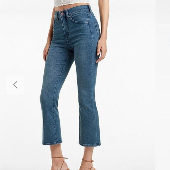 Express Denim - Express cropped flare high rise jeans, Size 2